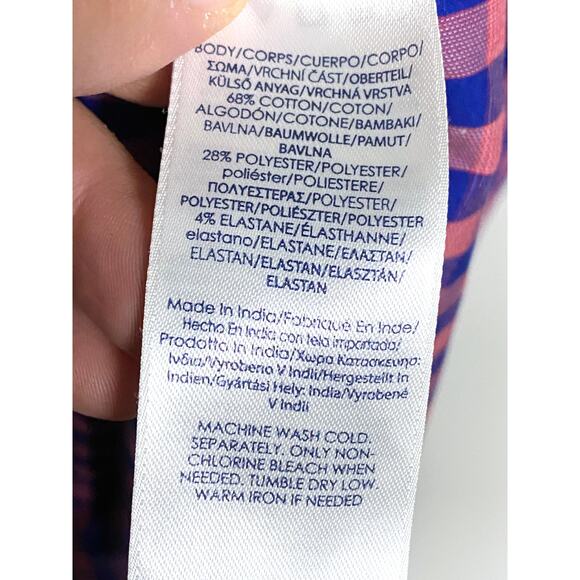 Chaps Button Shirt Mens L Stretch Easy Care Pink Blue Checks Preppy Classic - Picture 7 of 8